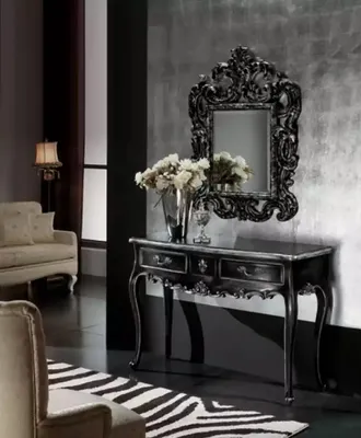 Produktbild von Konsolen Tisch mit Spiegel Luxus Klassische Möbel Stil Massivholz Neu
