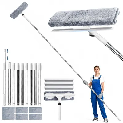 Teleskop-Fensterwischer-Set 3,85 m, 2-in-1, mit Mikrofasertuch