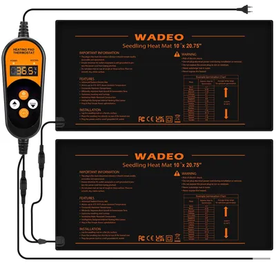 Immagine prodotto di Tappetino riscaldante per piante - 52 x 25 cm - Set da 2 pezzi - Termostato 5-45°C - 50 W
