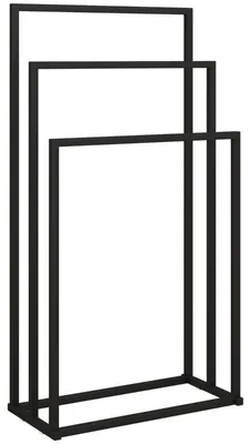 Produktbild von Zimilo Freistehender Handtuchhalter, schwarzer Handtuchständer aus Stahl mit 3 Stangen, Handtuchhalter ohne Bohren, 45 × 21,5 × 85 cm