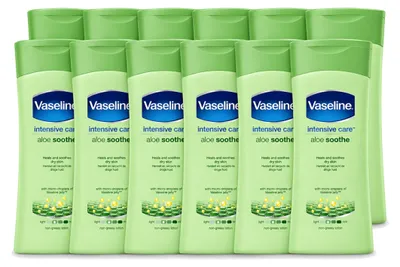 Immagine prodotto di 12 flaconi di crema corpo all'aloe vera Vaseline, 200 ml ciascuno, confezione - 12 pezzi