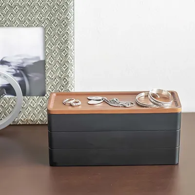 Produktbild von Yamazaki Rin Aufbewahrungsbox Kunststoff/Holz schwarz