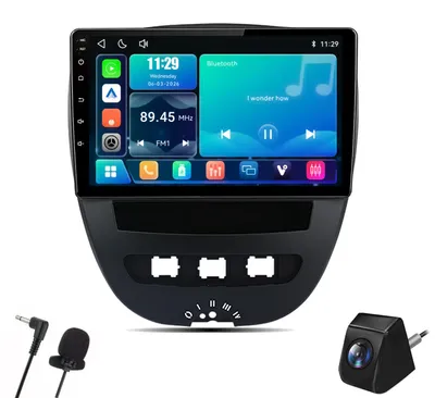 Immagine prodotto di Autoradio per Peugeot 107, Citroen C1, Toyota Aygo (2005-2014), con CarPlay e Android Auto wireless, DSP, telecamera di retromarcia inclusa e microfono, display Linux da 10 pollici