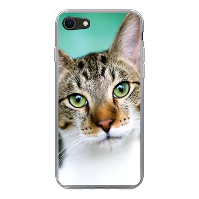 Produktbild von MuchoWow® Handyhülle Schutzhülle Hülle für iPhone SE 2022 Katze - Porträt - Augen Silikon Softcase Handy Hülle - Schutzhülle