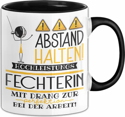 Produktbild von Fechterin Tasse Geschenk Lustig Abstand Halten Hochleistungs-Fechterin Mit Drang Zur Perfektion Bei Der Arbeit (Schwarz)