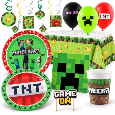Produktbild von Partyset Minecraft Kindergeburtstag Party Deko Geburtstag Dekoration
