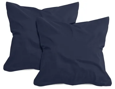 Productafbeelding van Set van 2 kussenslopen van katoen – jersey – marineblauw, ongeveer 40 x 40 cm
