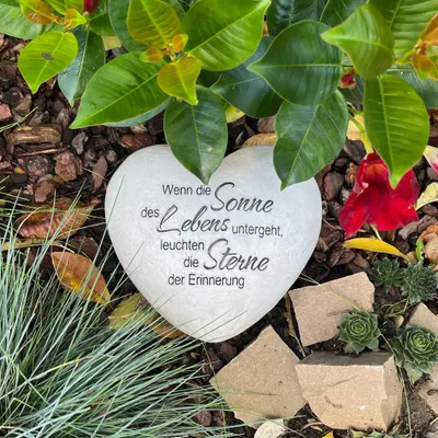 Produktbild von Gedenkschmuck, Grabschmuck Herz mit Spruch ... Sonne des Lebens