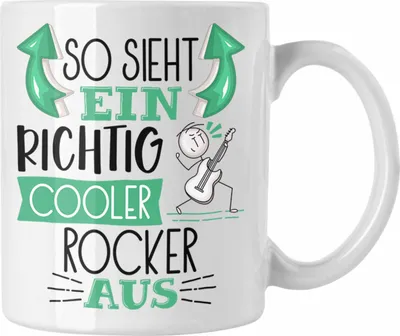Produktbild von Trendation - So Sieht Ein Richtig Cooler Rocker Aus Tasse Geschenk für Rocker Geburtstag Geschenkdiee Rockmusiker (Weiß)