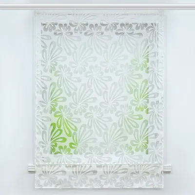 Produktbild von Delien Raffrollo mit Klettband Ausbrenner Küche Gardinen mit Floral Motiv Raffgardine mit Klettschiene Weiß BxH 60x140cm
