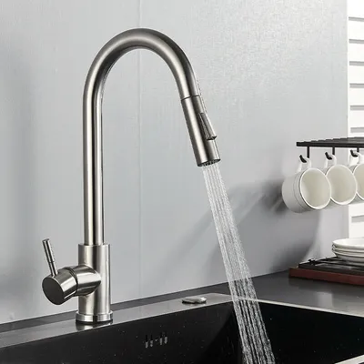 Produktbild von Edelstahl Küchenarmatur Ausziehbar Wasserhahn mit Brause Mischbatterie für Küche