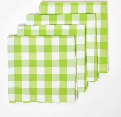 Obrázek produktu pro HOMESCAPES Zelené kostkované bavlněné ubrousky Balení 4 ks