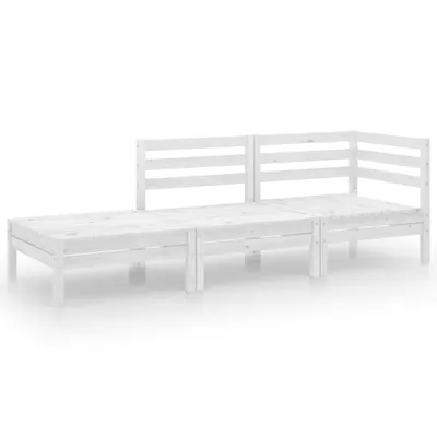 Produktbild von vidaXL 3-tlg. Garten-Lounge-Set Weiß Massivholz Kiefer