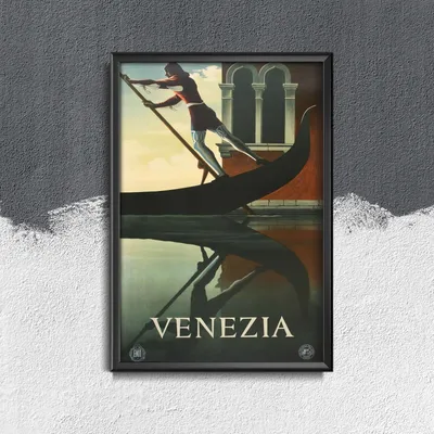 Produktbild von Poster - Canvas - Leinwand - 29,7 cm x 42 cm - venezianische Gondel