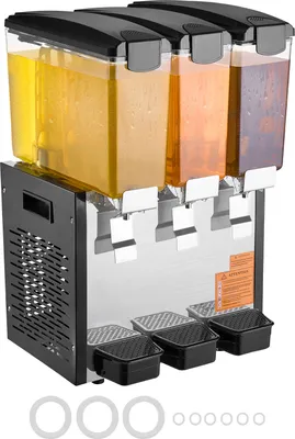 Immagine prodotto di SucceBuy Distributore commerciale di bevande, 3 serbatoi da 10 litri ciascuno, distributore di tè freddo in acciaio inox da 440 W con temperatura di raffreddamento di 7-12 °C, per bevande fredde, ristorante, bar, party