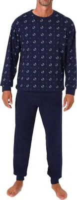 Produktbild von Normann Herren Schlafanzug langarm mit Bündchen Pyjama in zeitlos eleganter Optik ; navy , 48