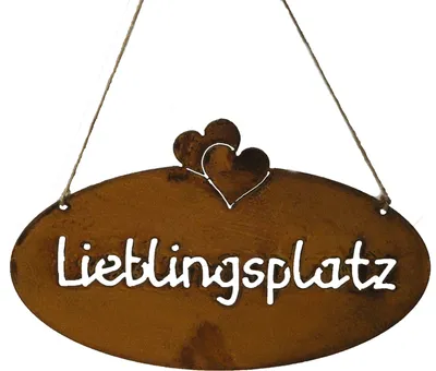 Produktbild von Schild Spruchtafel rostiges Gartenschild Edelrost Rost zum hängen Gartendeko Lieblingsplatz Oval