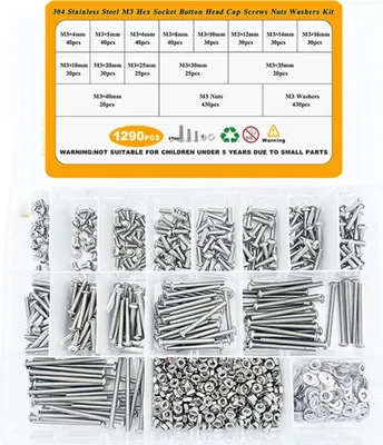 Produktbild von INF 1290 Stk. Innensechskant Schrauben Muttern Set - A2 Edelstahl Sortiment