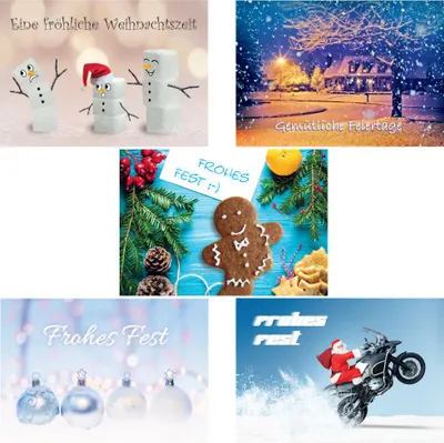 Image de PRICARO Cartes de Noël avec enveloppes et cartes postales "Motifs 1", A6, 40 pièces