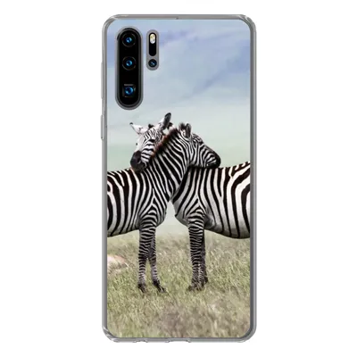 Produktbild von MuchoWow® Handyhülle Schutzhülle Hülle für Huawei P30 Pro Zebras - Gras - Schwarz - Weiß Silikon Softcase Handy Hülle - Schutzdeckel