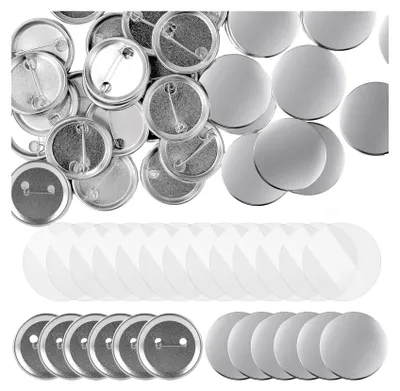 Image de 200 kits de fournitures pour fabricants de badges, pièces pour badges de 32 mm/1,25 pouce, accessoires pour badges métalliques vierges, 200 pièces pour fabricants de badges DIY