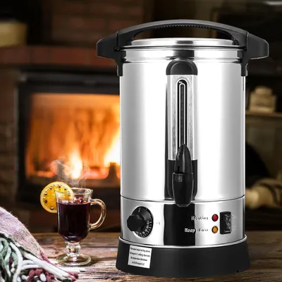 Productafbeelding van Eikuavons Glühweinwarmer 8 liter, 1500W, roestvrijstalen warmhoudapparaat voor warme dranken met thermostaat, warmhoudfunctie en opvangbak