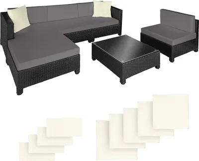 Produktbild von tectake® Aluminium Rattan Lounge wetterfest und UV-beständig Dicke der Polster 10 cm