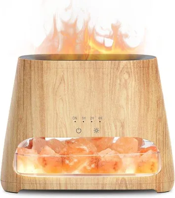 Obrázok produktu pre Difúzor éterických olejov a soľná lampa 2 v 1 – efekt plameňa a zvlhčovač vzduchu s LED osvetlením