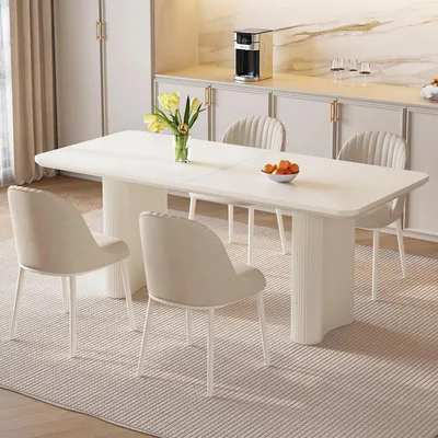 Immagine prodotto di Tavolo da pranzo con 4 sedie, bianco, salvaspazio, minimalista, moderno, per 4-6 persone