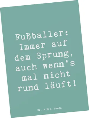 Produktbild von Mr. & Mrs. Panda Postkarte Spruch Fußballer Sprung - Meeresbrise - Geschenk, Ansichtskarte, Geschenke für Berufstätige, Abenteuer, Alltag, personalisierte, Grußkarte