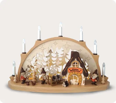 Produktbild von Schwibbogen Wichtelwerkstatt mit Beleuchtung natur BxHxT 53x33x14cm NEU