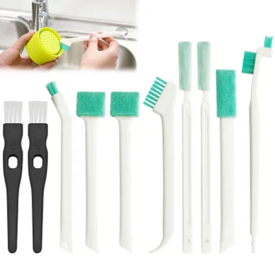 10er Set Reinigungsbürsten mit Schwamm, Flaschenbürste, Küche, Bad