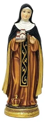 Harzfigur Santa Eduviges, handbemalt, 12 cm, mehrfarbig