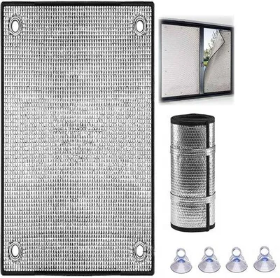 Obrázok produktu pre Unyqoos® termoizolačná fólia 80 × 100 cm, 1 ks, pre karavany/strešné okná – hliníková fólia s odrazom tepla, 8 mm vatelín, zatemňujúca, opakovane použiteľná, sivá