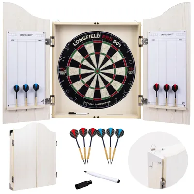 Productafbeelding van Dartset dartkabinet - Compleet met wedstrijddartbord - 40 x 60 x 15 cm - Zwart