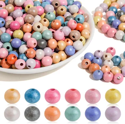 Produktbild von Holzperlen bunt, 10 mm, 300 Stück, für Schmuckherstellung