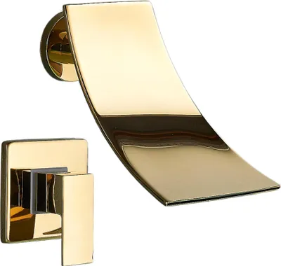 Produktbild von Waschbeck armatur, Wasserhahn Bad Gert, Wasserfall, Golden, Hochdruck, mit Regulierung von Wasserfluss und Wassertemperatur