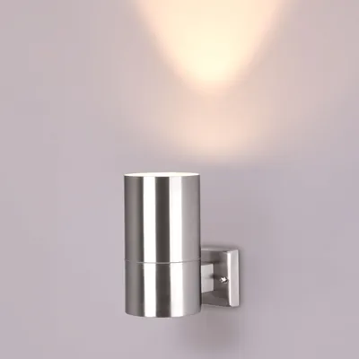 Produktbild von Außenwandleuchte Edelstahl 109A5: Modernes Design, Eisen gebürstet, IP44, GU10 Fassung, Elegante Beleuchtung im Freien