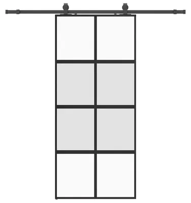 Immagine prodotto di vidaXL Porta scorrevole con rubinetteria nera 90x205 cm in vetro temperato