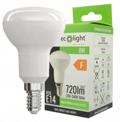Zdjęcie produktu dla Żarówka LED R50 E14 8W 3000K 640lm