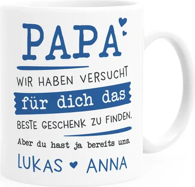 Produktbild von Tasse personalisiertes Geschenk Spruch Papa/Mama/Oma/Opa Wir habe versucht für dich das beste Geschenk zu finden... anpassbare Namen SpecialMe® Papa - 2+ Namen weiß Keramik-Tasse