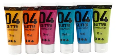 Immagine prodotto di Creativ Company Vernice acrilica per bambini con glitter, 6x20ml