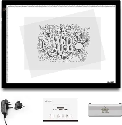 Obrázek produktu pro HUION A3 LED světelný stůl, světelná podložka pro kreslení, 16,9 x 12,2 palce A3 velikost 8 mm ultra tenká, plynulá regulace jasu, pro kreslení malování skicování animace kopírování