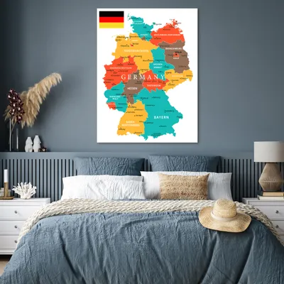 Produktbild von MuchoWow® Poster Bunte Deutschlandkarte 90x120 cm - Wohnzimmer
