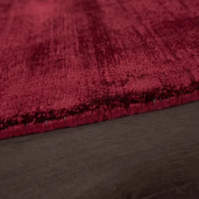 Produktbild von TT Home Wohnzimmer-Teppich, Kurzflor Handgearbeitet Aus Viskose, Einfarbig In Rot Größe 80x150 cm