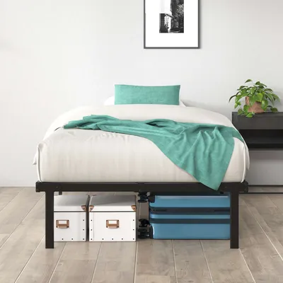 Produktbild von Zinus Noah Metallbett Bett 140x200 cm - Höhe 35.5 cm mit Stauraum unter dem Bett - Bettrahmen Schwarz