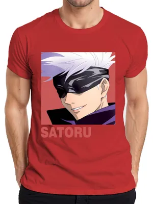 Produktbild von Jujutsu Kaisen SATORU Gojo Anime Ästhetik Blindfold Fan Geschenk Herren T-Shirt, Rot, S