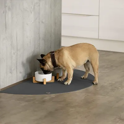 Immagine prodotto di SANOZOO® - Tappeto per ciotole, Oeko-Tex, semitondo 60 x 120 cm Grigio