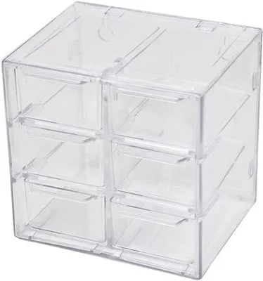 Obrázek produktu pro Mini přepravní organizér s průhlednými přihrádkami na drobnosti, šperky, korálky, nářadí a kosmetiku (6 přihrádek)
