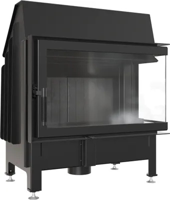 Produktbild von Kamineinsatz aus Stahl ZIBI rechts 11 kW Ø 180 schwarz Verkleidung